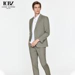 Men's Korean Style Khaki Suit for Wedding Groom Business Casual Slim Formal