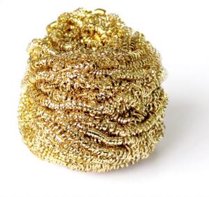 Quality Round Shape Brass Steel Kitchen Scrub Pads , Harmless To Skin Metal Scouring Pad wholesale
