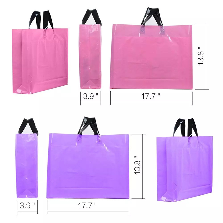 Large Merchandise Pink and Purple Thick Plastic PVC Gift Bags Retail Clothing Shopping Bags