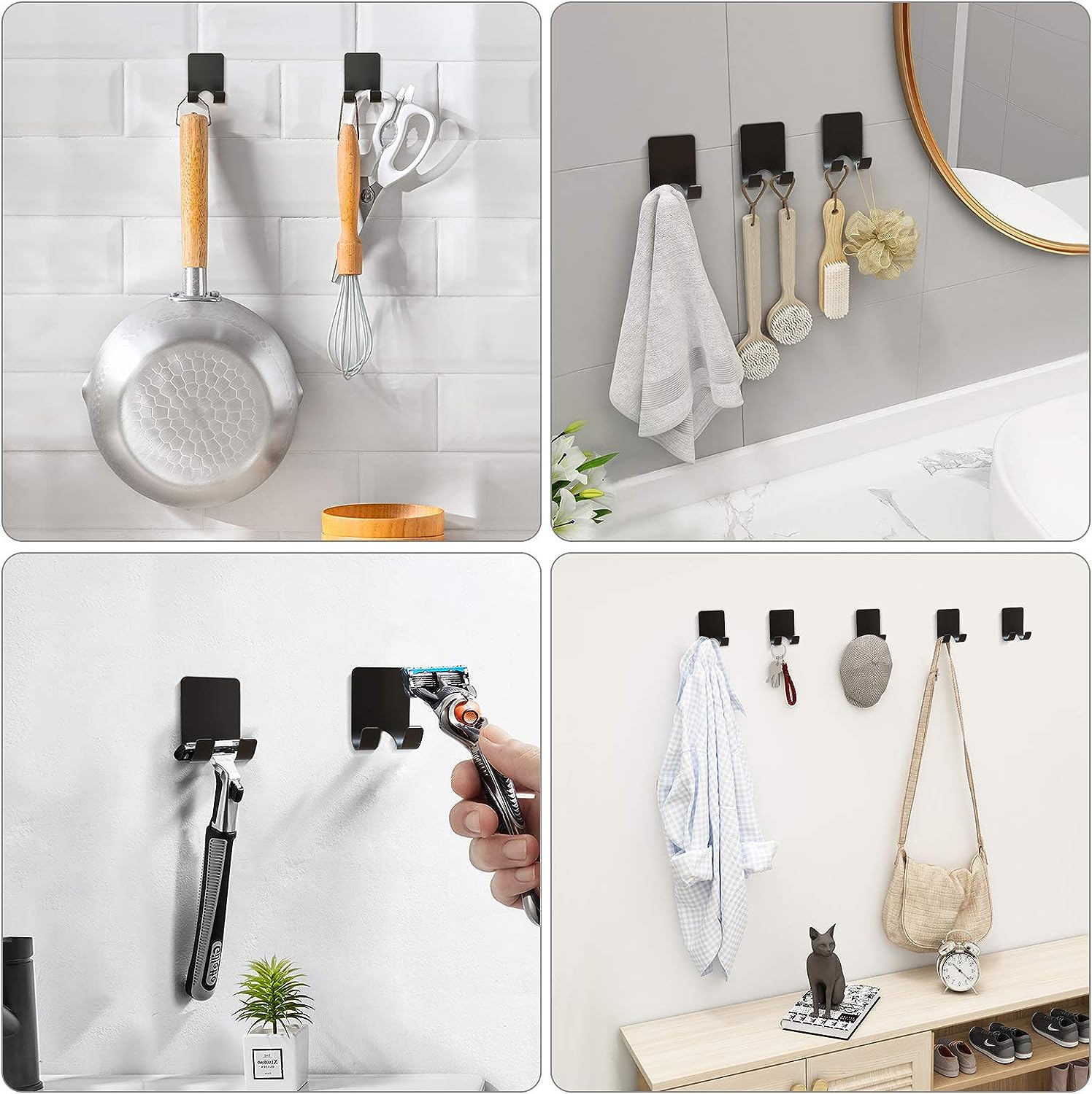Stainless Steel Razor Hanger Wall Mount Heavy Duty Shaver Hook with Waterproof Design