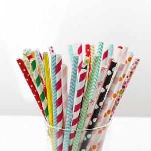 Quality Compostable Durable Paper Party Straws 7.87 Inches Long 0.25 Inches Diameter wholesale