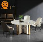 CE White Circle Marble Dining Table With Exquisite Workmanship