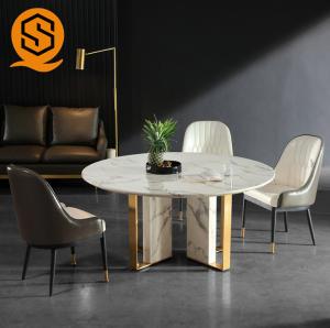 Quality CE White Circle Marble Dining Table With Exquisite Workmanship wholesale