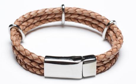 Leather Bracelet, Stainless Steel Clasp, 8 Inches