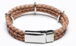 Leather Bracelet, Stainless Steel Clasp, 8 Inches