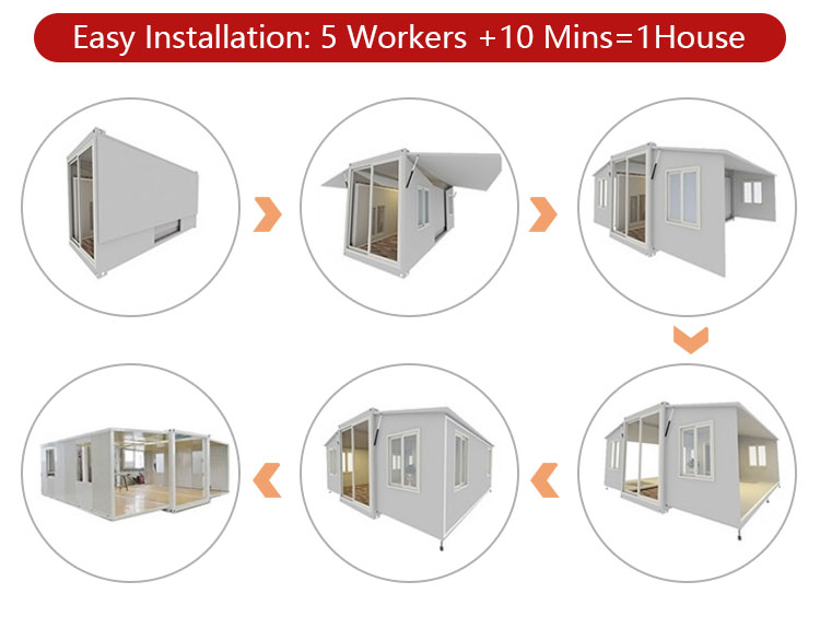 40ft Double-Wing Expansion Container House with Design and EPS Sandwich Panel Roof