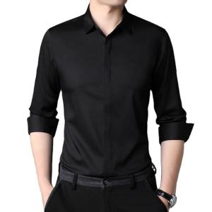 Quality Stand Collar Mens Plain Shirts for Adult Leisure in Polyester Viscose Acrylic Classic wholesale
