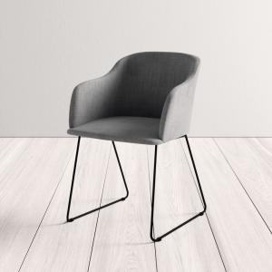 Quality Fabric Seater Powder Metal Leg Light Gray 770mm Modern Leisure Chair wholesale