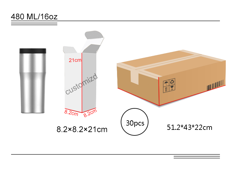16 oz Double Wall Stainless Steal Powder Coated Water Tumbler Bottle Vacuum Insulated Tumbler Cups Travel Mug With Lid