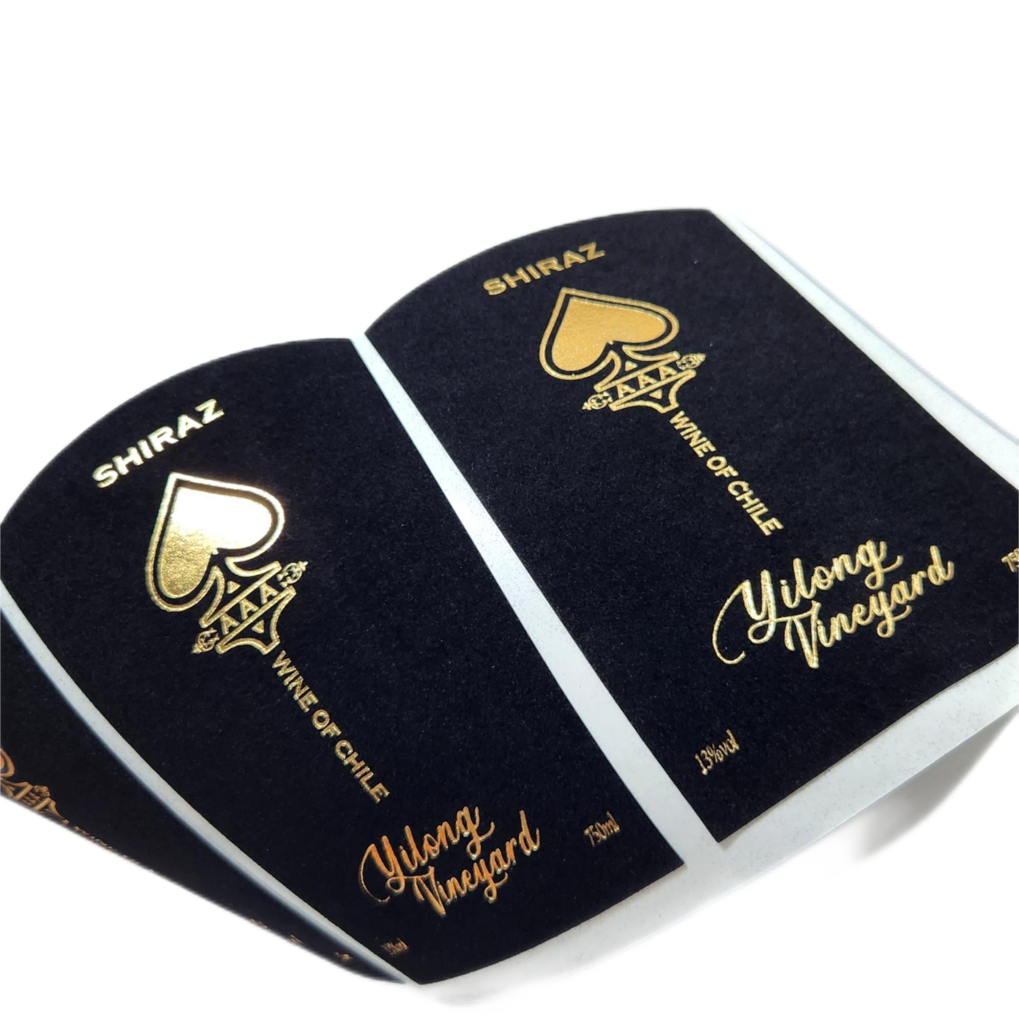Customizable Printing Gold Foil Stamping Embossed Premium Velvet Paper Wine Label for Wine Bottles Labels Packaging.