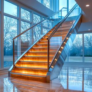 Quality Industrial-Grade Stainless Steel Handrails with 8mm Glass Clamps for Balustrades wholesale
