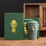 Customized Logo Acceptable End Sanxingdui Large Capacity Ceramic Mug with Lid