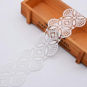 Quality Guipure Polyester 6.2cm White Embroidered Lace Trimmings wholesale