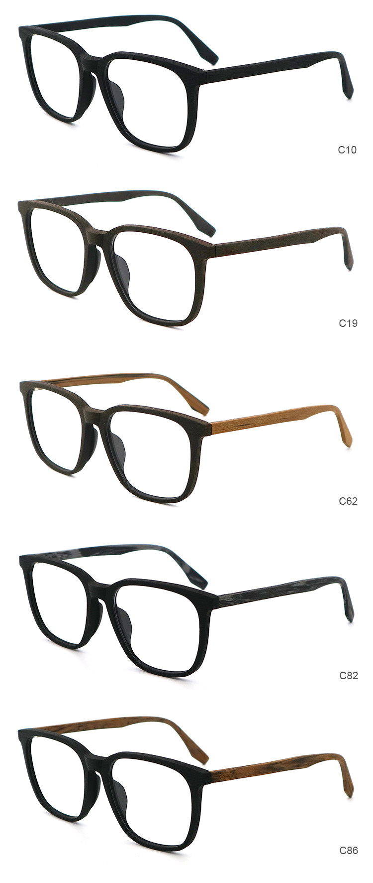 2024 Unique Polygons Wood Grain Acetate Glasses Frame MR 8082