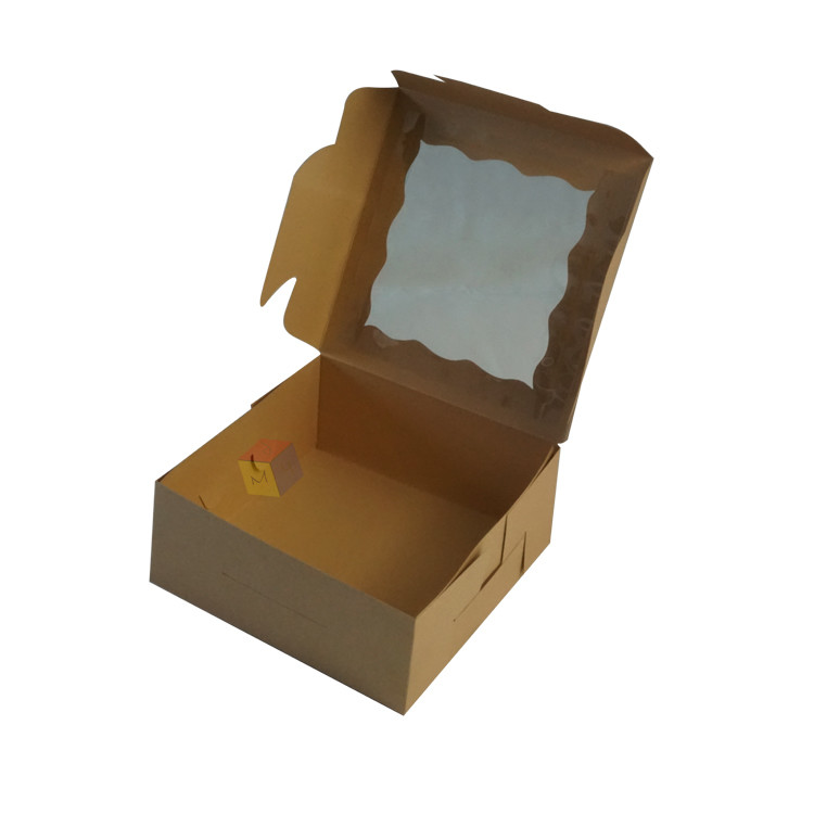 Kraft Paper Food Grade Bakery Cake Box Packaging With Clear Pvc Window