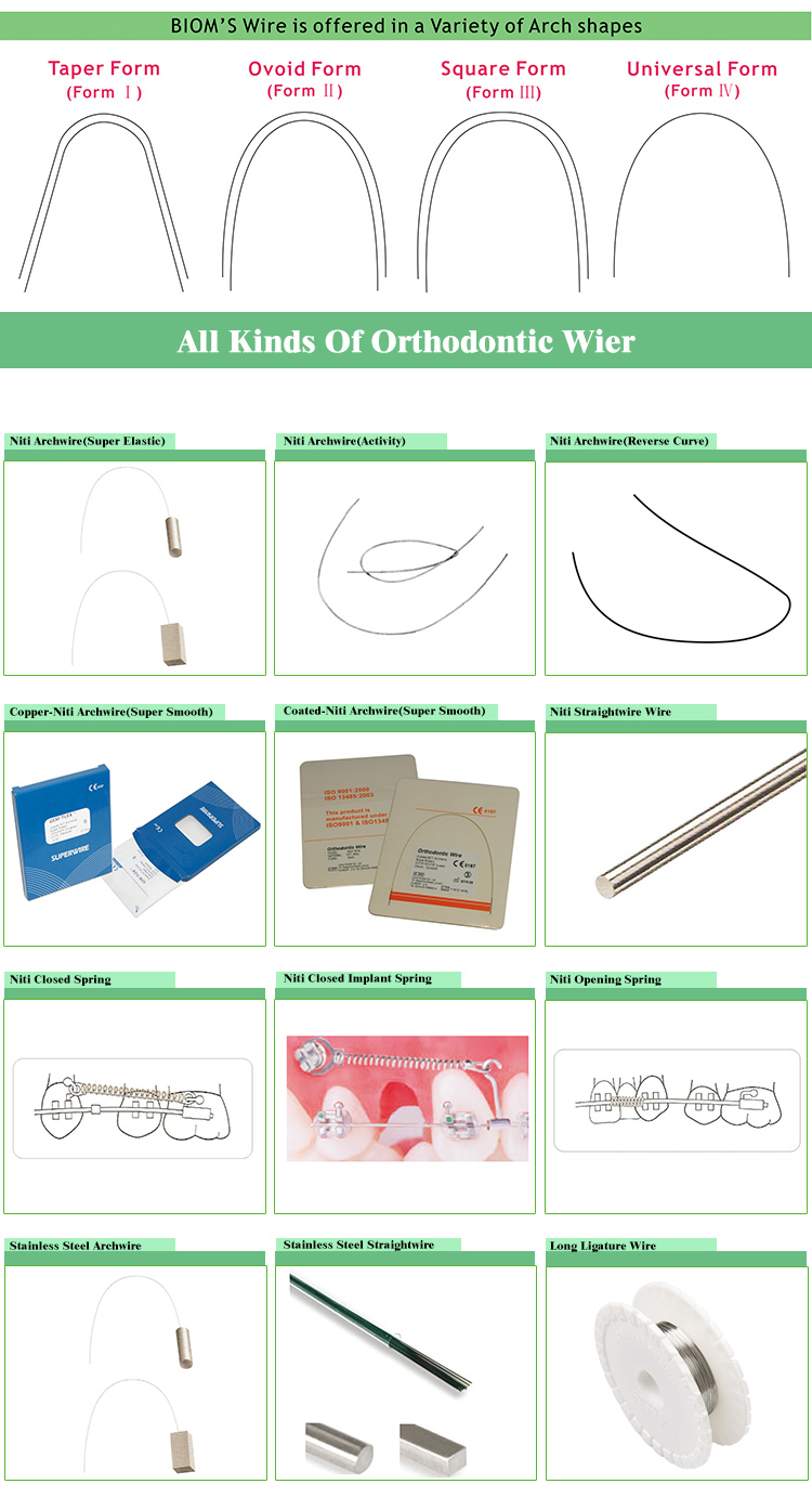 Manual Orthodontic Wires Stainless Steel Straight Wire Niti Reverse Curve Arch Dental