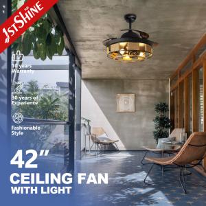 Quality 42 Inch Black Retractable Ceiling Fan With Light Remote Control wholesale