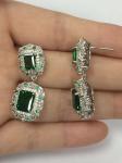 925 Sterling Silver Dubai Engagement Women's Earrings with Brazilian Emerald