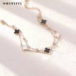 20cm 0.12oz Four Leaf Clover Bracelet 925 Lead Free Silver Slider Bracelet