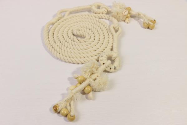 Traditional Bohemian Bead Sea Shell Cotton Rope Belt For Waistband Or Curtain
