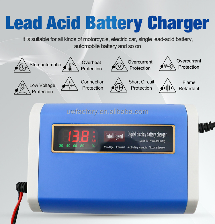 Electric Vehicle Lead Acid Battery Charger with 125W Output Power 12V 6A 12V 8A 12V 10A Pulse Repair