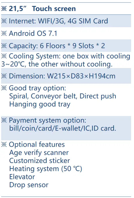 Micron meal cooked food vending machine description