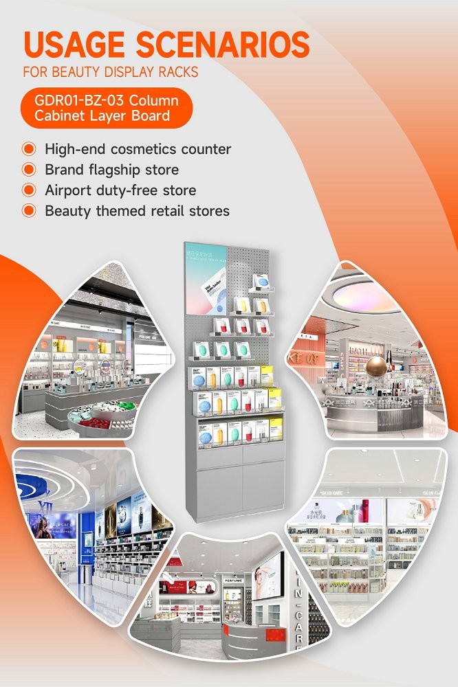 GDR01-BZ-03 Retail Display Column with Grey Melamine and Iron Structure for Modern Retail Stores