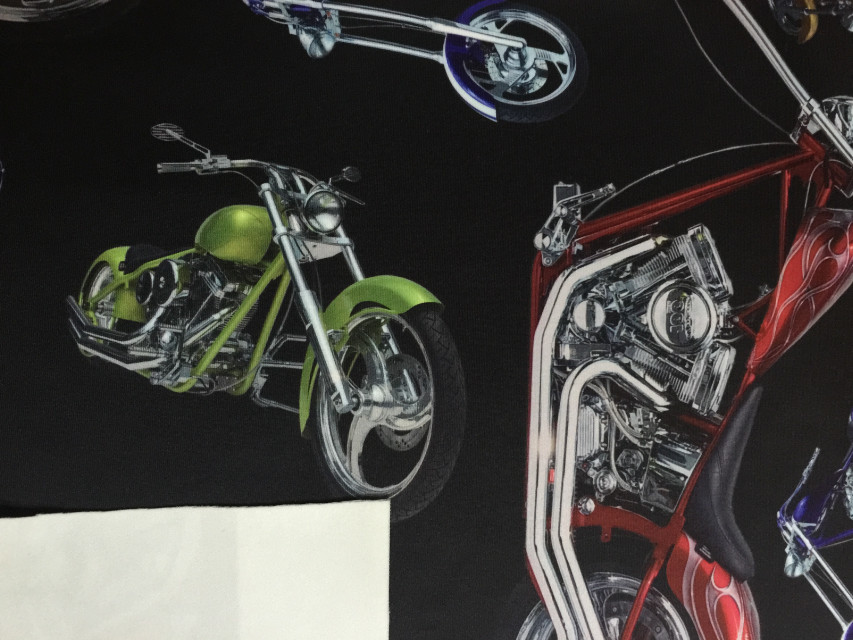 New Printing ! 100% cotton MOTORCYCLE Pattern for casual clothing Jacquard knitted fabric