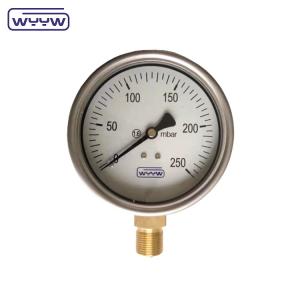 Quality Chinese Bottom Stainless Steel Manometer Price Bellows Type 0-50 Mbar Capsule Low Pressure Gauge wholesale