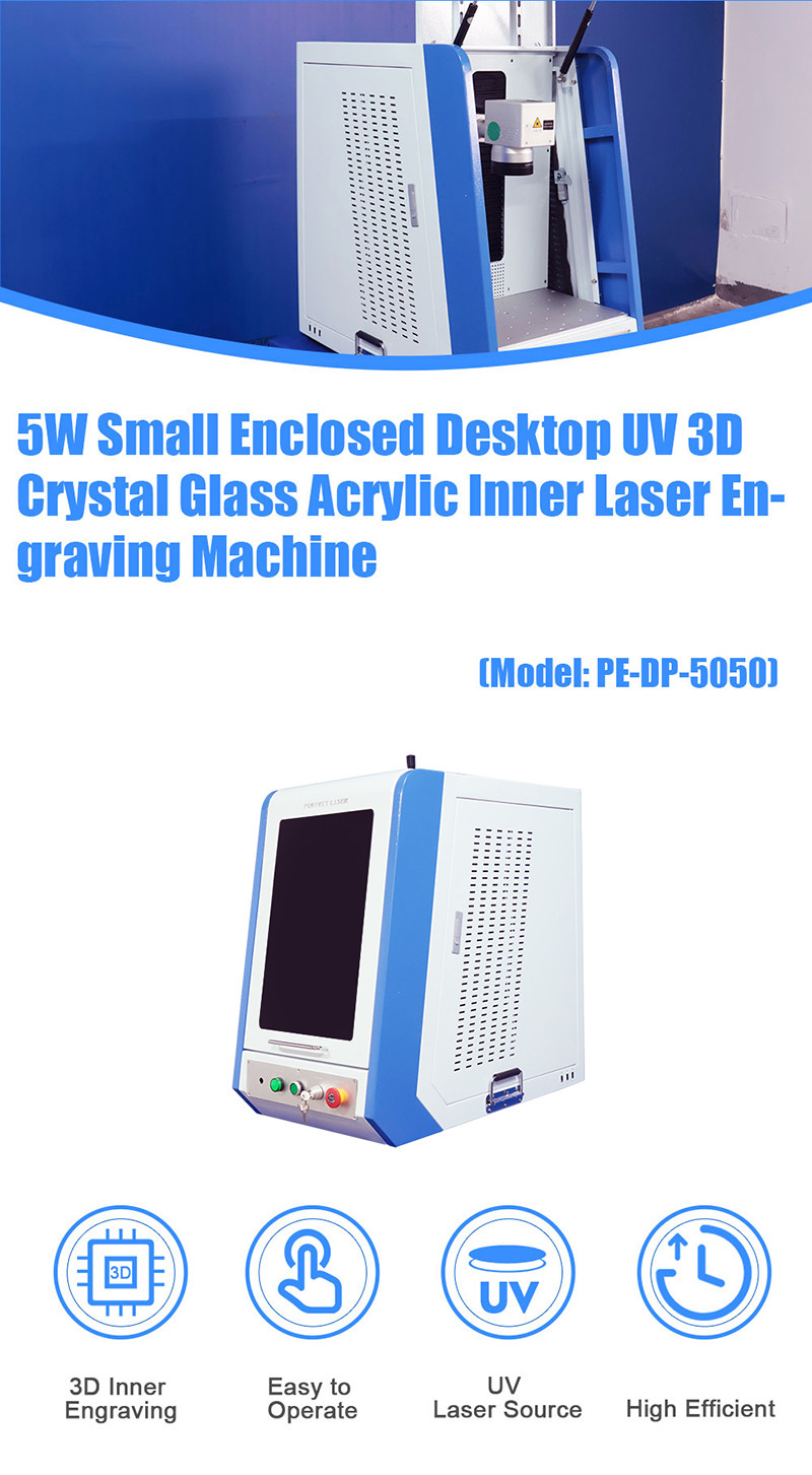 Small Desktop Enclosed UV 3D Photo Crystal Glass Acrylic Inner Laser Engraving Engraver Machine with Standard Lens 100mm