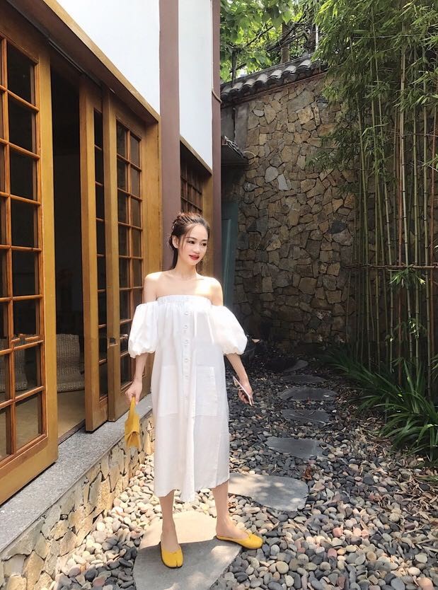 Cotton Linen Fabric Womens Vacation Dresses , Off Shoulder Tube Dress