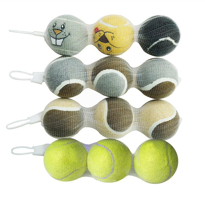 Custom logo 2.5" Diameter Eco-Friendly Rubber Pet Tennis Balls For Dogs Pet Safe Dog Toys for Exercise Training