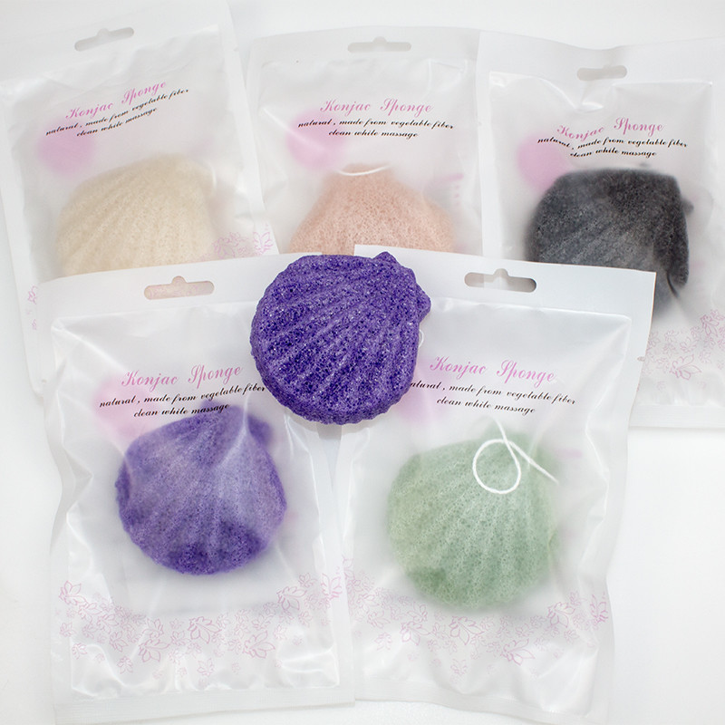 100% Natural Organic Shell Shaped Sponge Konjac Shower Sponge For Face