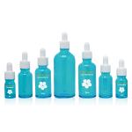Blue Essentail Oil Bamboo Dropper Glass Bottle With Custom Logo Printing