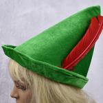 Oktoberfest green Peter pan hat red feather party hat 58-60cm velvet fabric