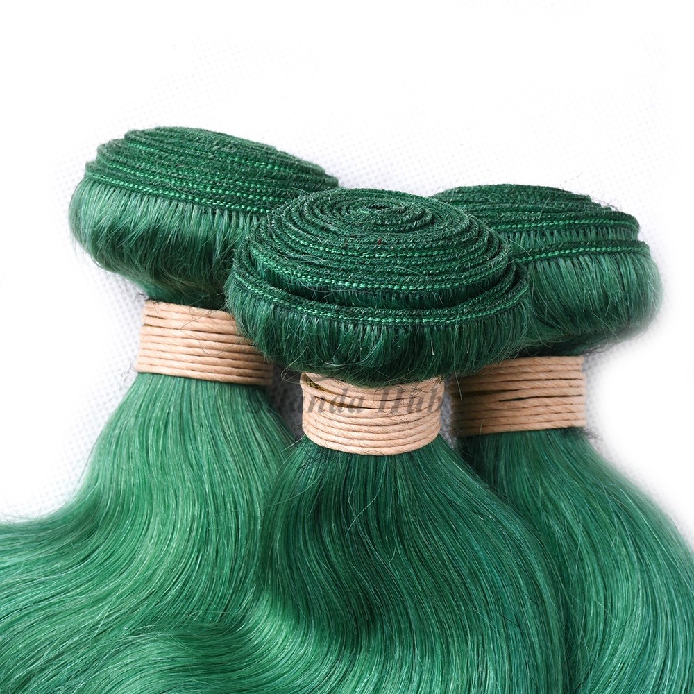 Green Body Wave Remy Human Hair Bundles Sew In Weave Bundles Brazilian Bundle Deals
