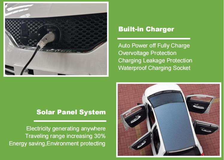 Factory directly supply electric car lithium battery car new style 5 doors 4 seats electric vehicle with solar panel