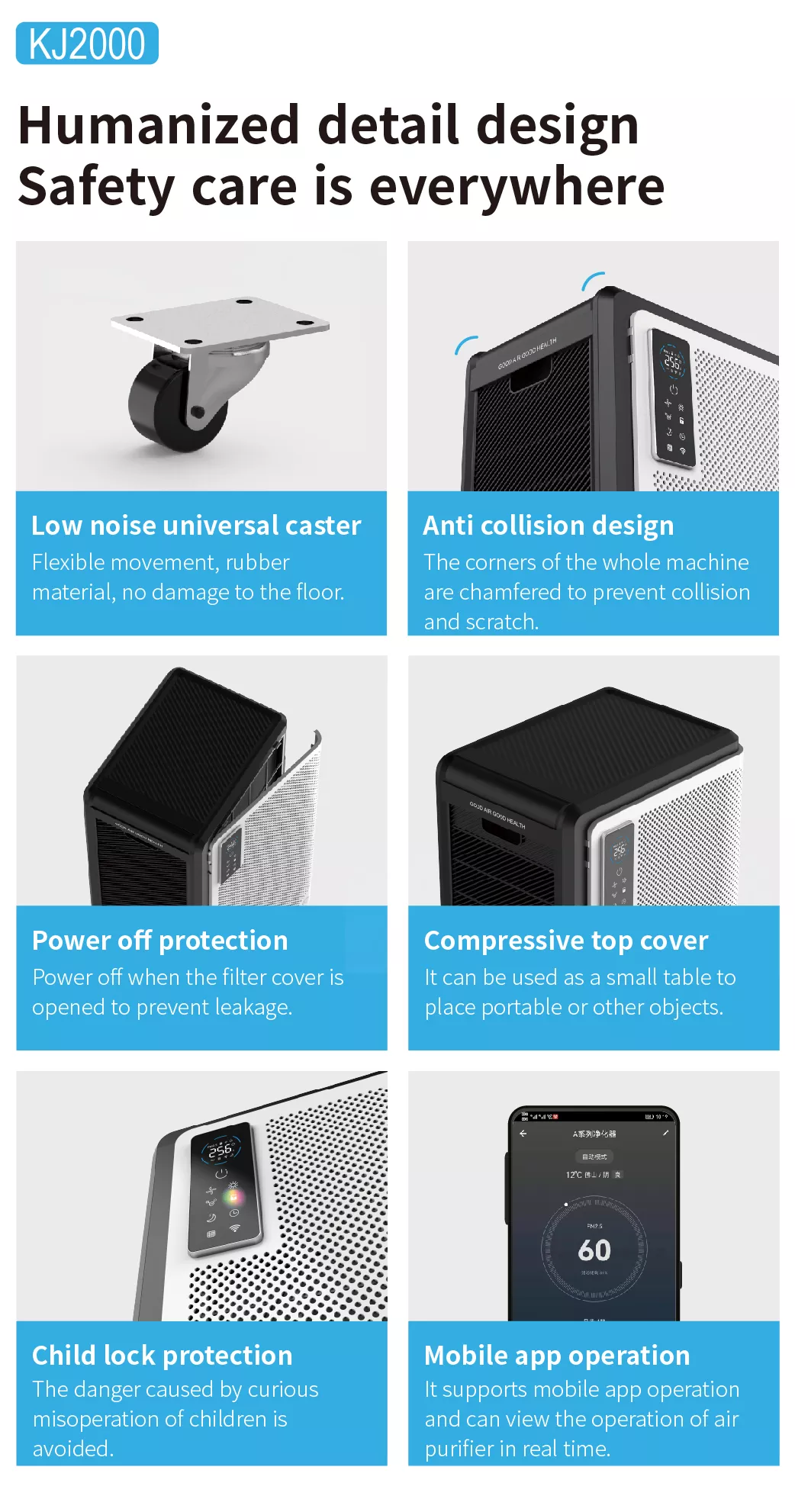 2022 Top Rated High CADR Wall Mounted Medical Commercial Office Home H13 H14 HEPA Filter Air Purifier