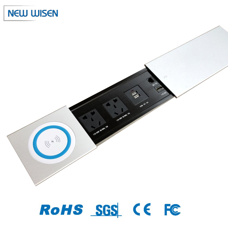 10A Desktop Power Sliding Socket Multimedia Electrical Outlet Box