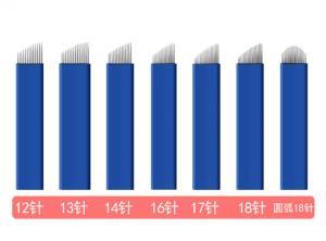 Quality 12, 13, 14, 16, 17, 18 and 18U Blue Microblading Disposable and Sterile Tattoo Needles wholesale