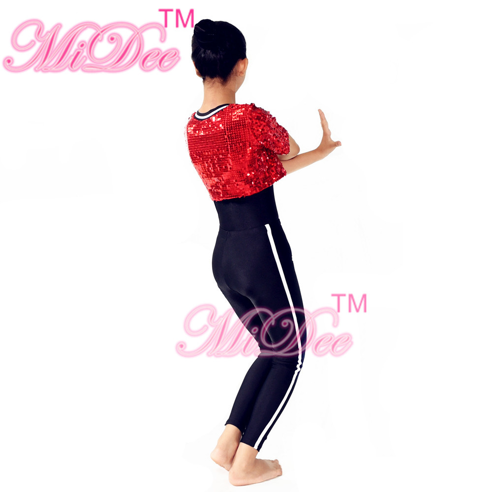 Sequins Short T-Shirt Hip Hop Dance Costumes Jazz & Tap Dance Dress Gymnastics Sport Clothing For Girls