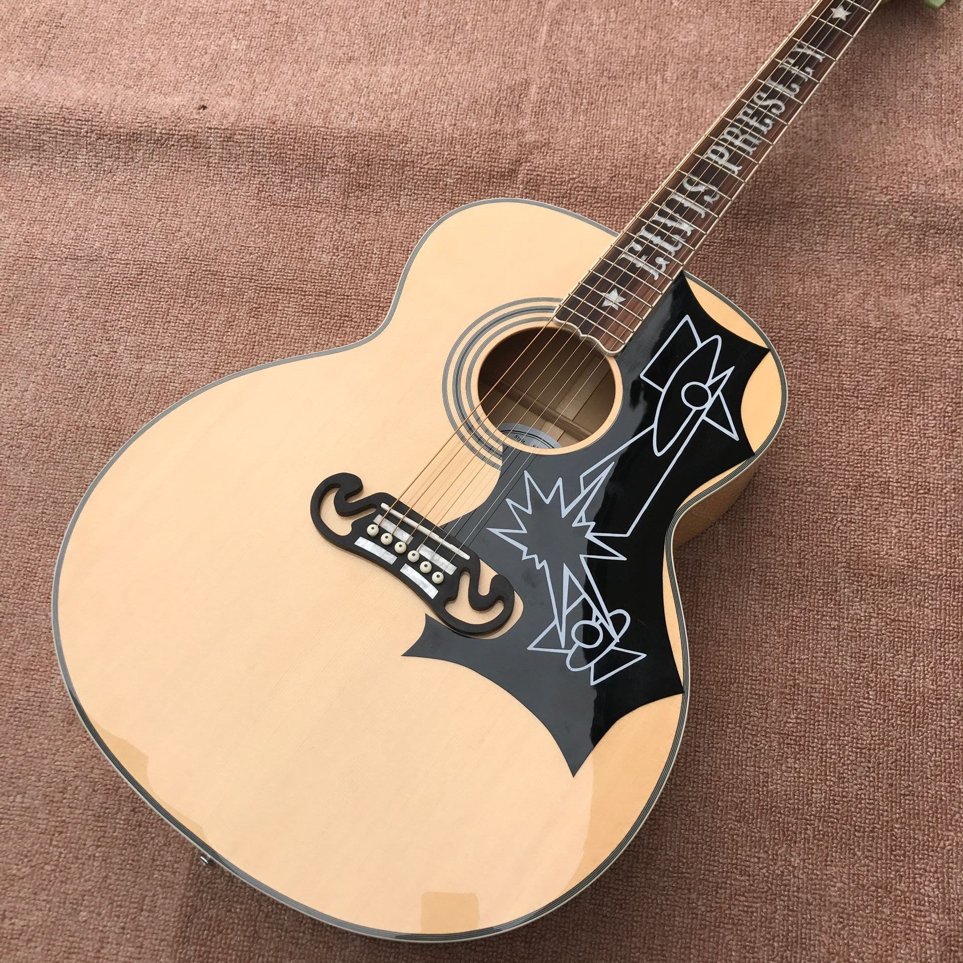 2018 New flamed maple custom G200 acoustic guitar Elvis Presley fretboard inlays