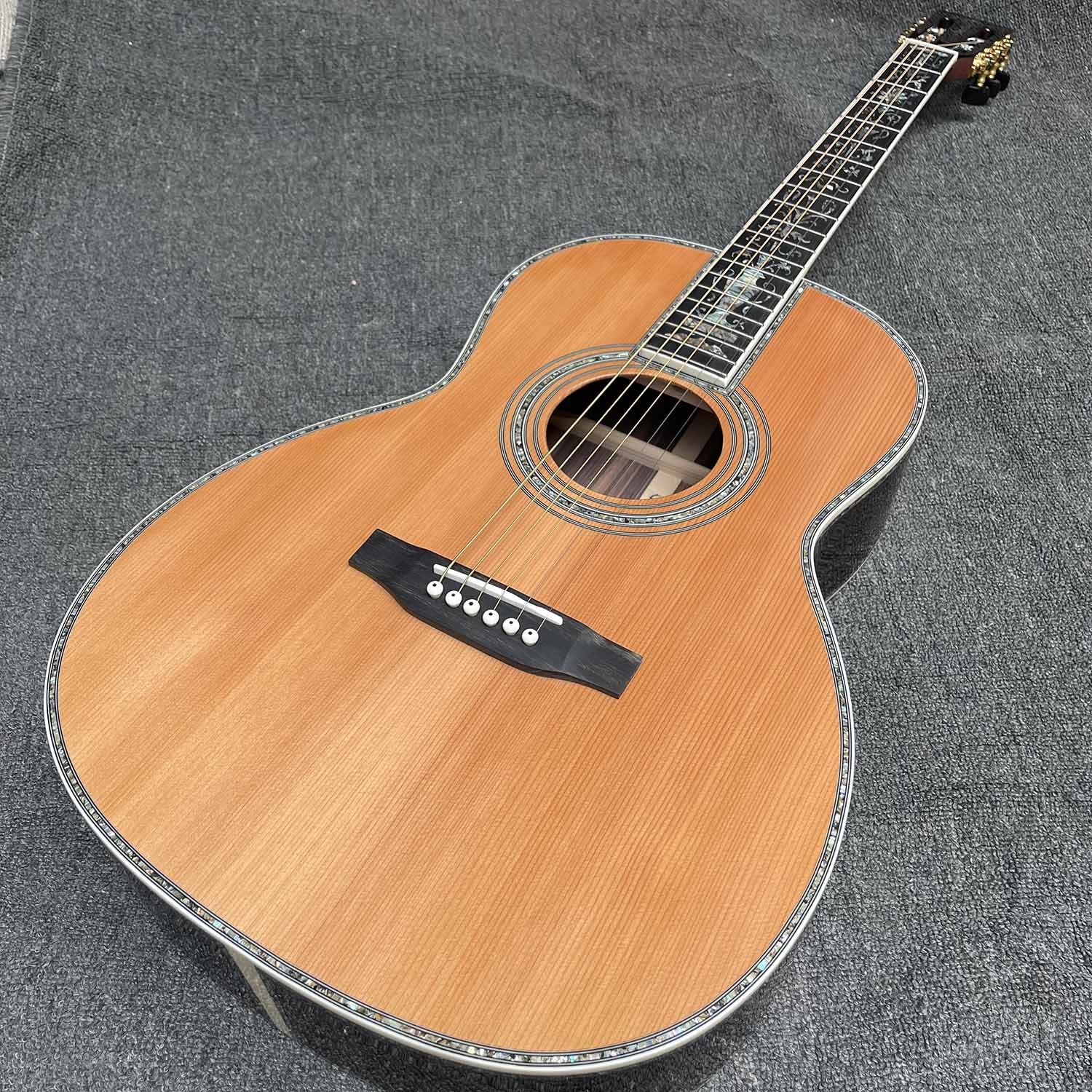 Custom 39 inch OOO body abalone binding slotted headstock cedar acoustic guitar