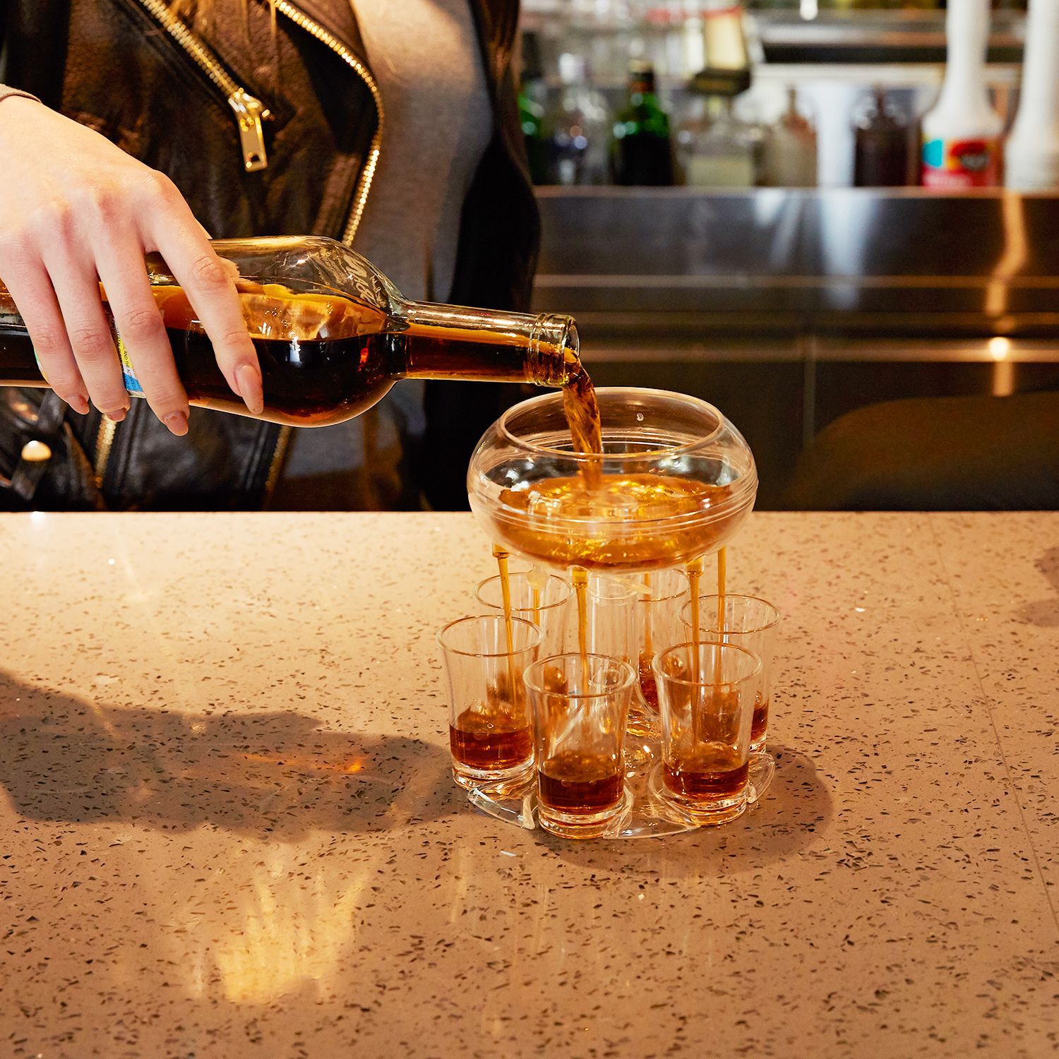 Exclusive 6-Shot Glass Dispenser and Holder Set for Sustainable Wine Party Occasions