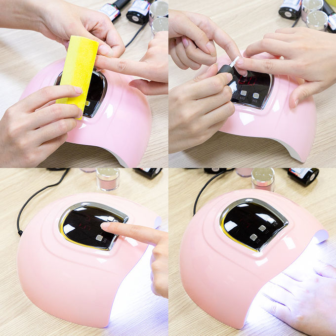 Pink Color UV LED Nail Lamp , Nail Polish Dryer Curved Half - Closed Design