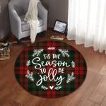 80cm red Round Santa Claus Elk Christmas Festive Floor Mat Anti SlipCircular