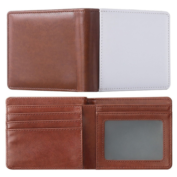 Personalized Blank Sublimation Leather Open-Top Compact Wallet With Multiple Card Slots For Men
