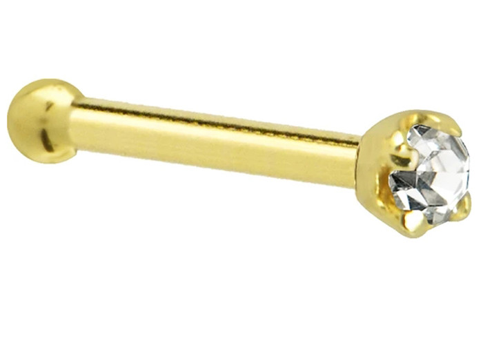 ODM 18k Rose Gold Nose Ring , Nose Piercing Pin With 1.5-2.5mm Natural Diamond