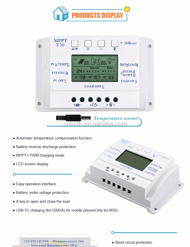 50v Max PV Voltage Solar Panel Charger Controller MPPT 72V 30a 60a 80a 110v 240v