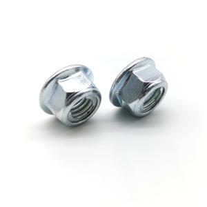 Quality ISO7044 Low Strength Carbon Steel Flange Nuts Blue White Zinc M10x1 25 Flange Lock Nut wholesale